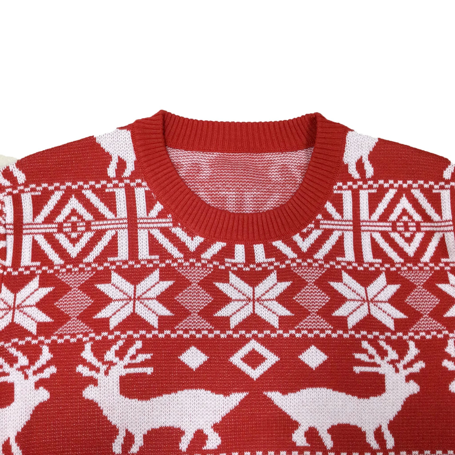 Christmas Jumper for Men – Red with Reindeer and Norwegian Pattern