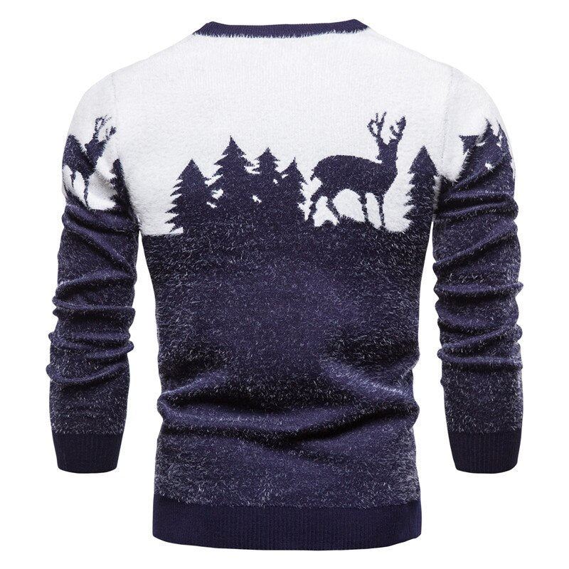 Christmas Jumper for Men – with Deer and Pine Tree Pattern