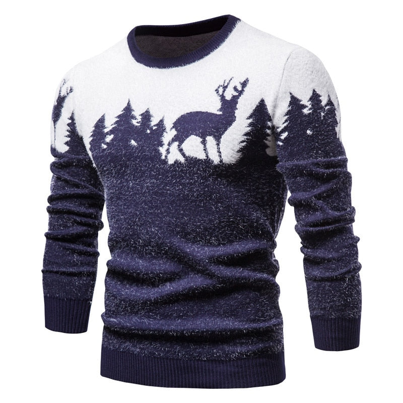 Christmas Jumper for Men – with Deer and Pine Tree Pattern