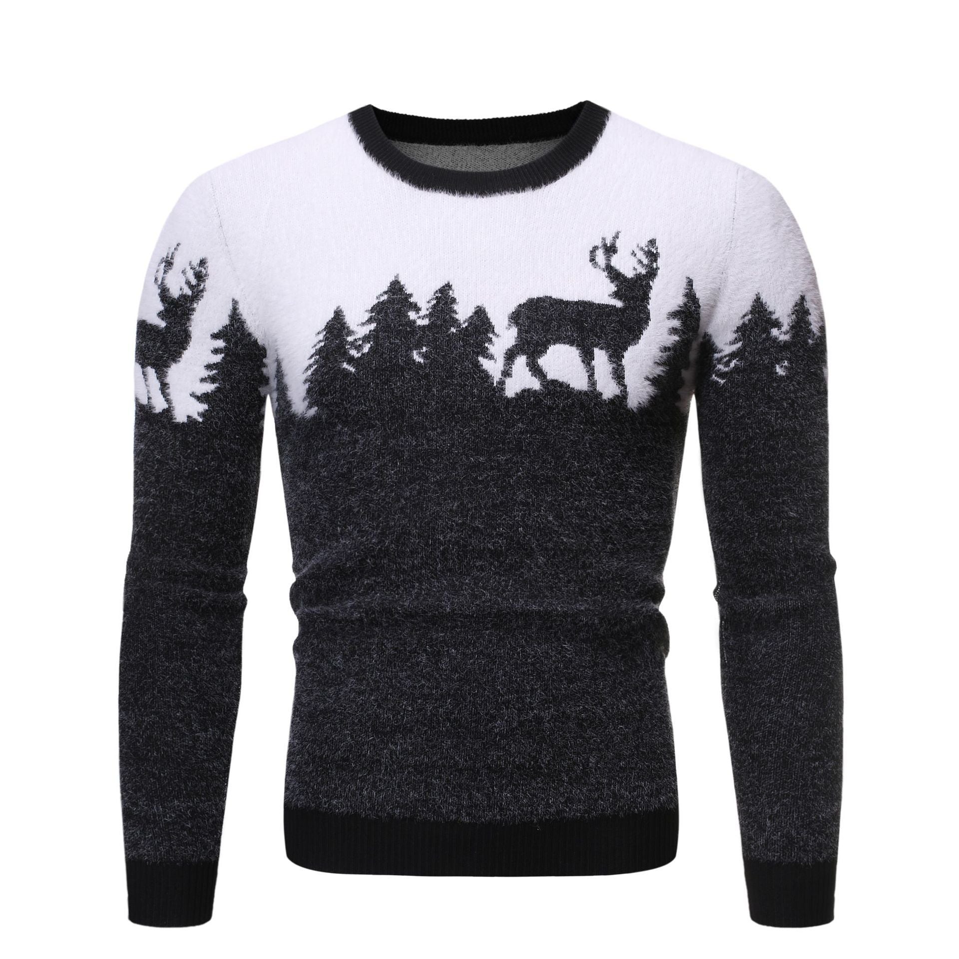 Christmas Jumper for Men – with Deer and Pine Tree Pattern