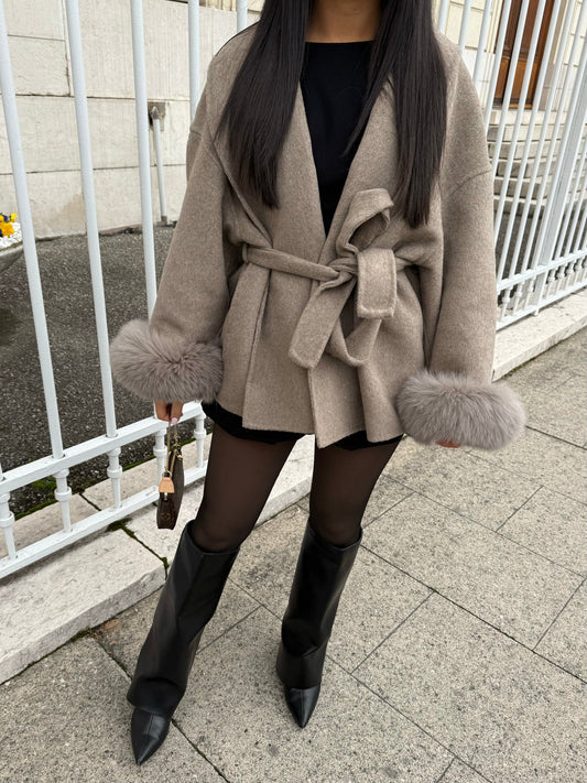 Evre | Wool Coat with Fur