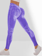 MAEL Female Deep V Back Denim Scrunch Bum Leggings