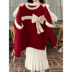 Ladies' Christmas Jumper with Bow Detail | Red Festive