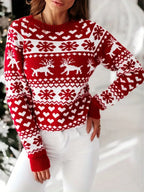Ladies' Christmas Jumper with Reindeer Motif | Festive | Red