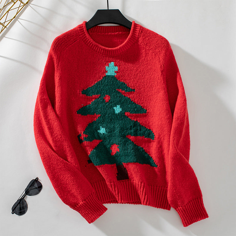Ladies' Christmas Jumper with Christmas Tree Knit Pattern | Festive