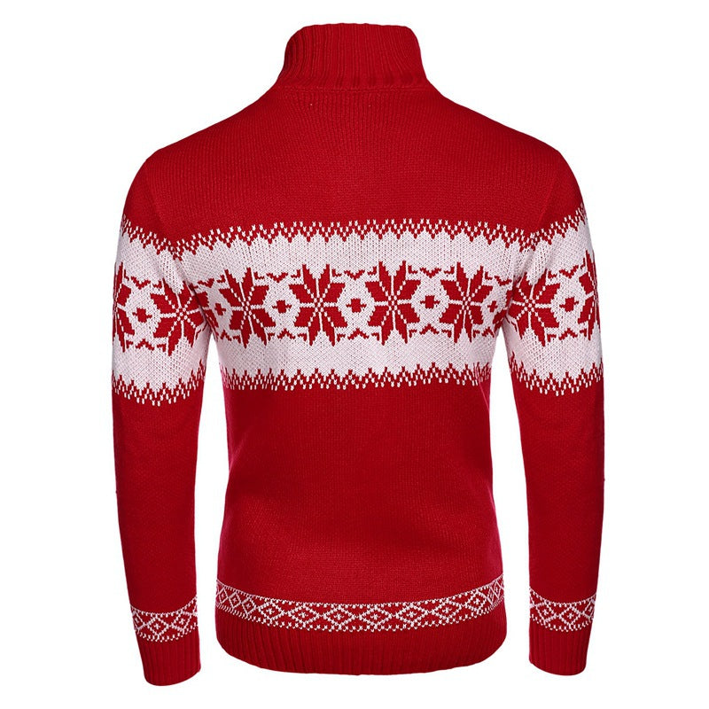 Long-Sleeved Christmas Jacquard Knit Sweater for Men